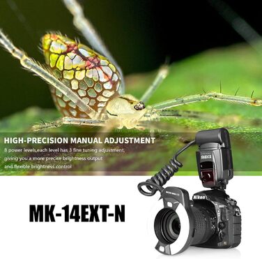 Makro спалах Meike MK-14EXT-N з LED AF Assist для камер Nikon (D5100, D3200, D3300, D5200, D90, D850, D3500)