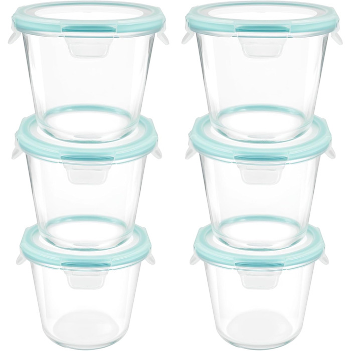 Набір контейнерів для їжі Vtopmart (15 шт.) з кришкою, скляні дозовані контейнери, для зберігання їжі, сумісні з мікрохвильовою піччю, морозильником та посудомийною машиною (6 шт. супових мисок)