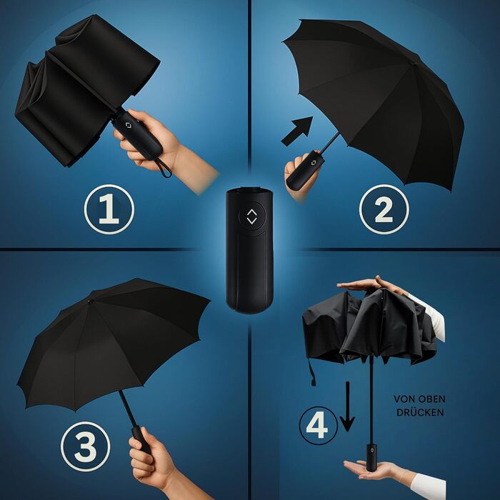 Стійкий до вітру парасолька Rainroyal Drytogo: 3 розміри (95, 100, 105 см) | Автоматичний парасолька-тростина для жінок та чоловіків | Колір: зелений