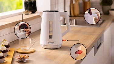 Бездротовий електрочайник Bosch TWK1M121, 1,7 л, 2400 Вт, Білий