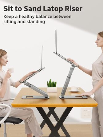 Adjustable Laptop Stand for Desk - Telescoping Design, Ergonomic Riser for 10-17 Inch Laptops (Silver)