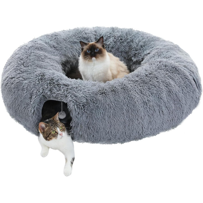 PAWZ Road Plush Cat Tunnel for Indoor Cats, Multifunctional Cat Toy Grey
