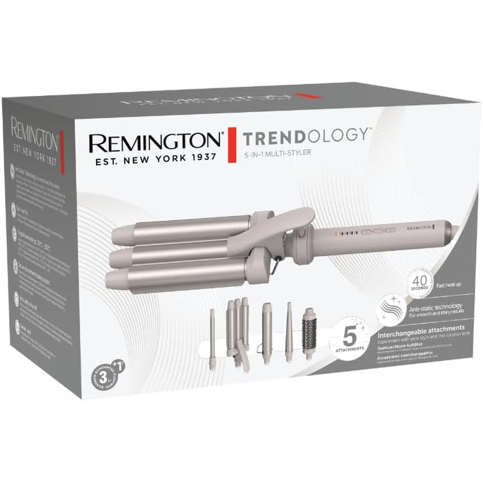 Стайлер Remington Trendology CI41MS5 5в1: плойка, браш, насадки для локонів 13-33 мм