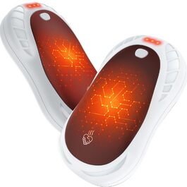 Електричні грілки для рук, 2 шт. Переносні кишенькові грілки, акумуляторні, 6000mAh, 3 режими нагріву, швидкий нагрів, ідеальний подарунок для спорту на відкритому повітрі, Різдво взимку, білий/чорний