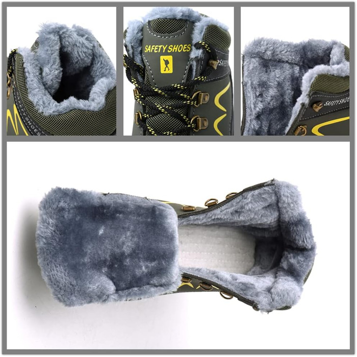 Зимові робочі черевики для чоловіків та жінок. Безпечні черевики S3 з металевим носком. Легкі, теплі, захисні черевики. Розміри 35-48 (36 EU). Колір: зелений