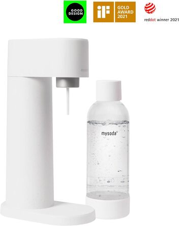 MySoda: Набір Woody - Газована вода з дерев'яного композиту, BPA-free пляшка Quick-Lock та CO2 балон (Білий)