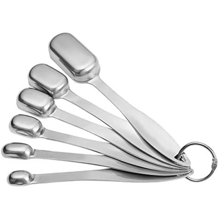 6-Piece Stainless Steel Measuring Spoon Set, Slim Measuring Teaspoon Set, Measuring Cups for Dry and Liquid Ingredients, Spices, Sugar, Coffee, Kitchen Scale