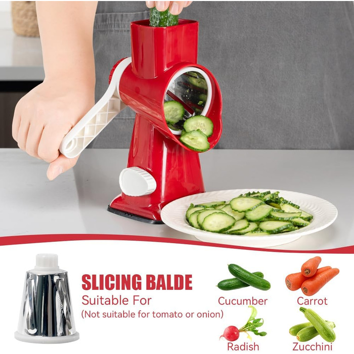 Трояк KEOUKE з ручкою: для сиру, овочів, горіхів, шоколаду. 3 змінні леза, червоно-білий