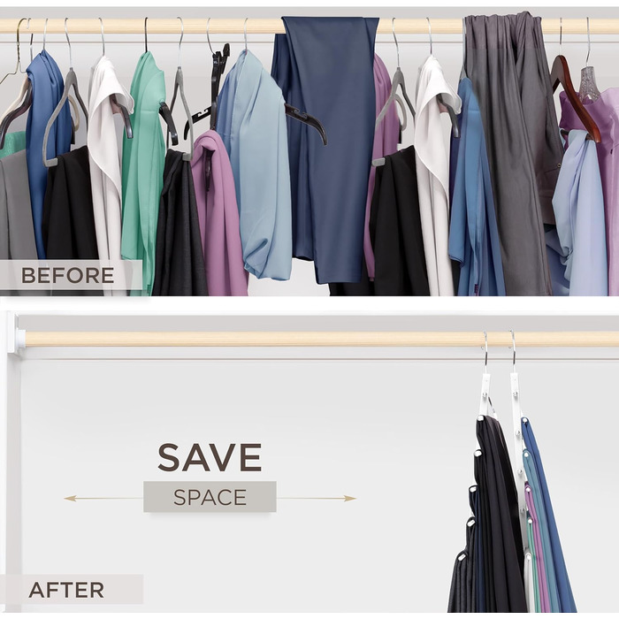 Дві дерев'яні вішалки для одягу Moralve - економія місця, для шафи, підійдуть для джинсів та шарфів