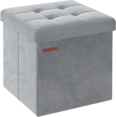 SONGMICS Storage Ottoman, Small Folding Bench, 38 x 38 cm Footstool, Storage Box, Holds up to 300 kg, for Living Room Bedroom Dorm, Dove Grey LSF227G02 38T x 38B x 38H cm Dove Grey