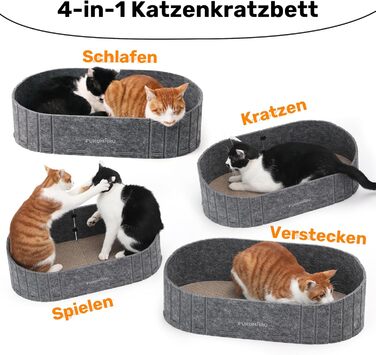Кразбокс для котів FUKUMARU: диван з картону та фетру, 61 см, сірий