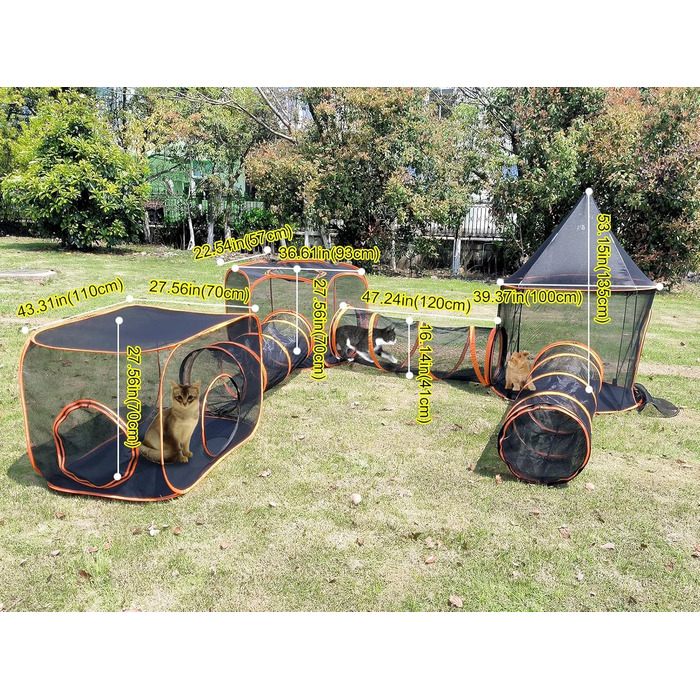 Туннель-намет 2-в-1 для котів та собак, складаний, для вулиці, Pop-Up вольєр для домашніх тварин, огорожа, будиночок (Стиль 5)