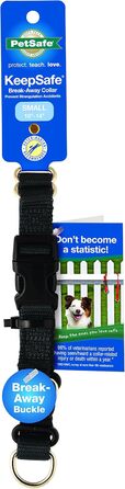 PetSafe KeepSafe нашийник для собак, нейлон, міцний, з патентованою безпечною застібкою, для всіх порід, середній (2 дюйми), чорний, маленький (0.75 дюйм)