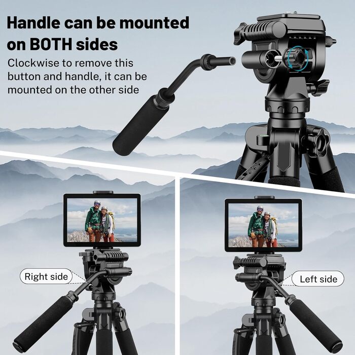 Штатив-трипод JOILCAN 190см для DSLR камер, смартфонів та планшетів, легкий алюмінієвий фотоштатив з сумкою для перенесення, вантажопідйомність 5.4 кг