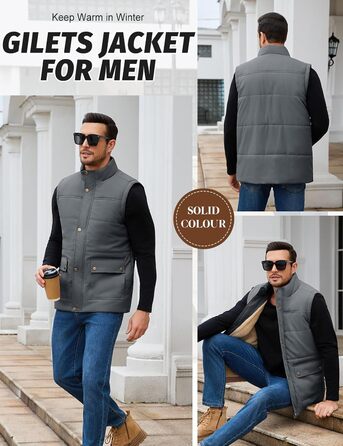 Чоловіча степкова жилетка Lonya Weste - тепла, водонепроникна, з флісовою підкладкою та кишенями (Сірий, M)