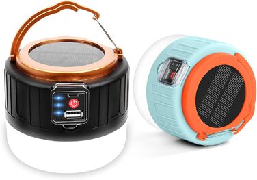 Flintronic 2 Pack Camping Lantern, Solar LED Camping Lantern USB Rechargeable with Remote Control, 5 Brightness Levels SOS Flashing Modes with Power Bank, Emergency Kit for Outdoor Hiking Camping Emergency Outdoors