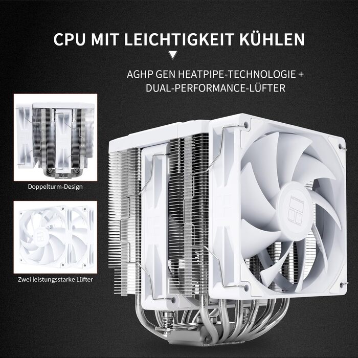 Кулер для процесора Thermalright Peerless Assassin 120 Digital ARGB White — двовежевий повітряний охолоджувач з цифровим дисплеєм, для AM4/AM5, LGA1851/1700/1200/115X