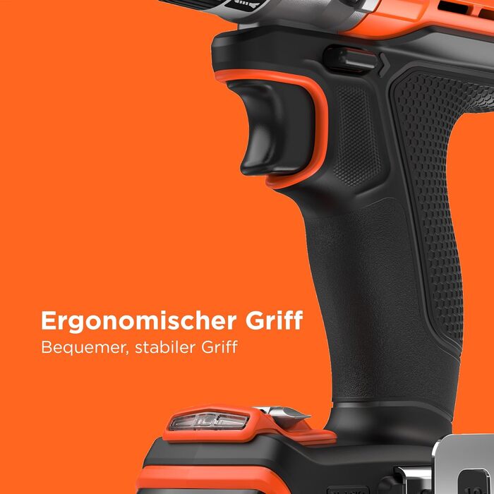 Акумуляторний дриль-шуруповерт BLACK+DECKER BCD382XN-XJ, 18V, 45Nm, 2 швидкості, LED-підсвітка