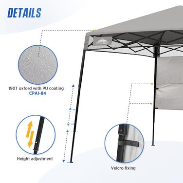 Slanted Legs Folding Gazebo 2.4x2.4m Waterproof Camping Pop-up Gazebo with Side Panel, including Backpack, Blue (Light Grey)