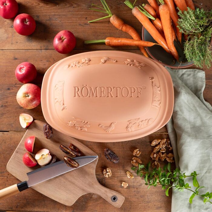 Керамічний жаровий горщик Römertopf RUSTICO 2.5 кг з пароваркою для соковитих натуральних страв, універсальний гусятник для сім'ї, легкий у догляді