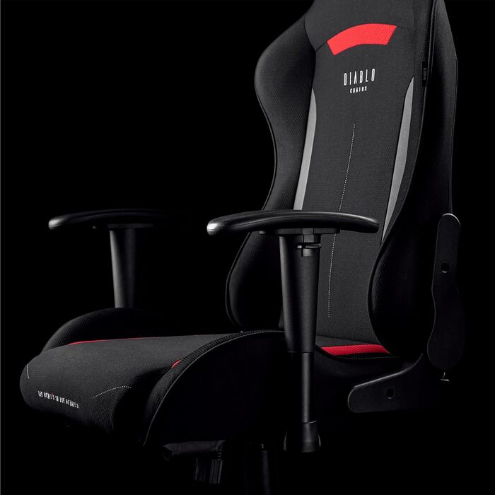 Ігрове крісло Diablo X-Starter тканинне, ергономічне, регульовані підлокітники, механізм гойдання, для комп'ютера і офісу, до 136 кг, чорне, 132x68x49,5 см
