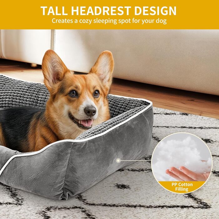 Крізь для собак середніх порід YITAHOME, 51x48 см, ортопедичний, знімний чохол, антиковзаюча підставка, сірий