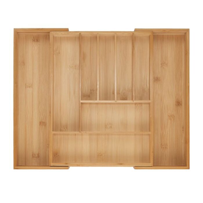 Relaxdays Extendable Bamboo Cutlery Box