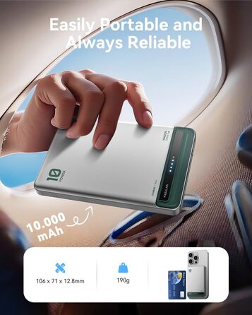 Powerbank Kuulaa Ultra Slim Magsafe 10000mAh з PD 20W, USB-C, для iPhone 17/16/15/14/13/12/Pro/Pro Max