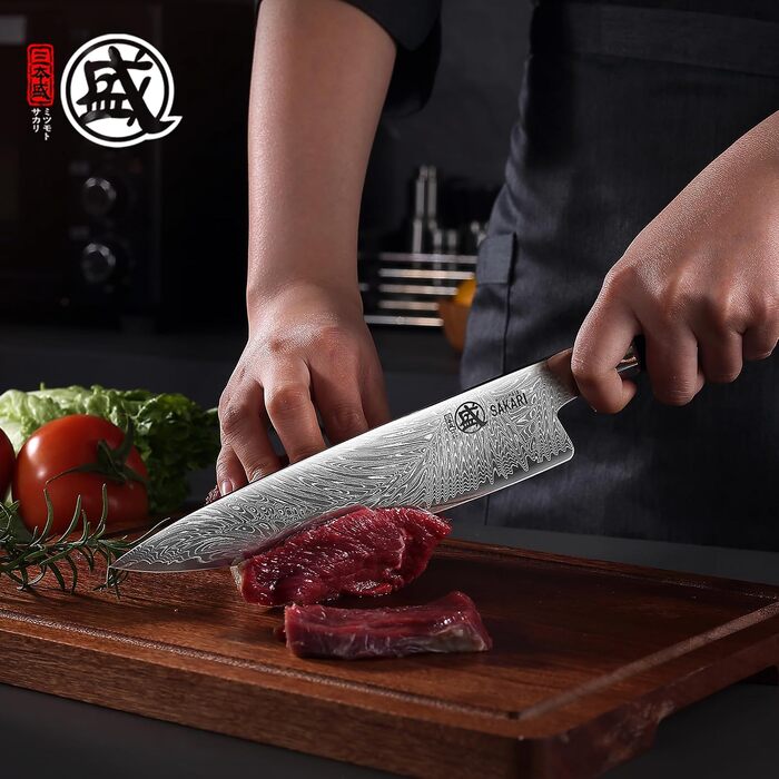 Японський кухонний ніж MITSUMOTO SAKARI Gyuto, порошкова сталь VG-Pro, 20 см, чорна ручка