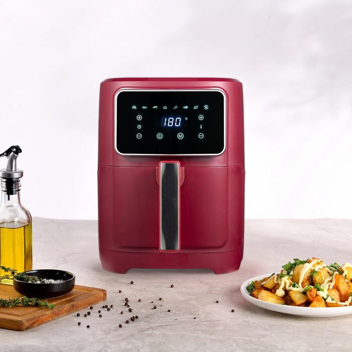 Фритюрниця без олії Bergner MAROON 1800W 6.9L з керамічним покриттям, 8 програм, таймер до 30 хв