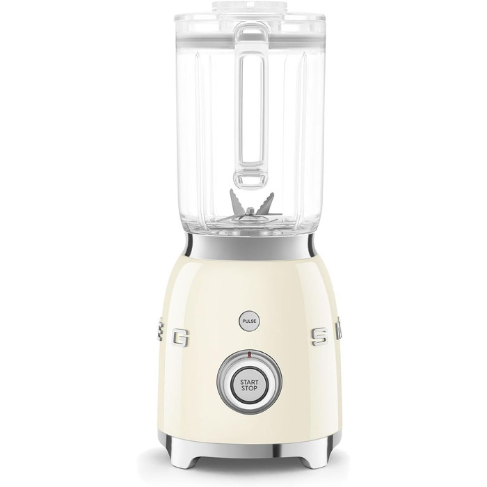 SMEG, BLF03CREU, 1.5 L Stand Mixer, 4 Speed Settings, 4 Automatic Programs, Detachable Double Blade, Transparent Lid Opening with Measuring Cap, Non-Slip Base, 800W, Cream
