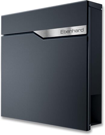 Поштова скринька Metzler Anthrazit з газетницею та іменним шильдиком RAL 7016, вулична, антикорозійна, для настінного монтажу, сучасний дизайн 37x37x10.5 см