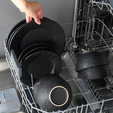 Набір посуду Karaca Solem 18 предметів, чорний, з тисненням, для 6 осіб