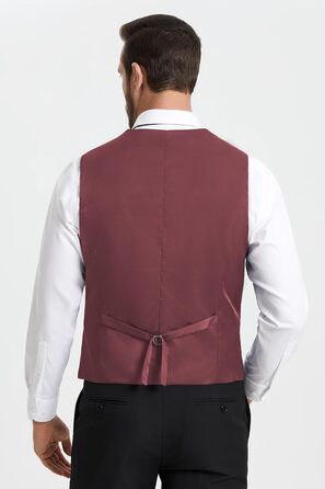 Жилет для чоловіків HISDERN: формальний, елегантний, бавовна, однотонний, V-подібний виріз, з кишенями, для весілля, вечірки, бізнесу (бордовий, розмір M)