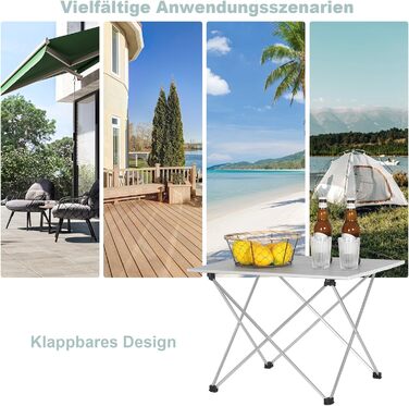 Складаний туристичний столик Woltu Alu - легкий, портативний, для кемпінгу, пікніка, риболовлі, 68x46x40 см, срібний