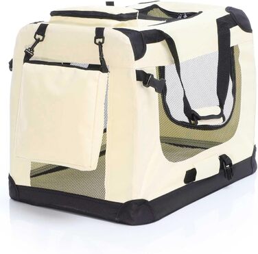 Складана переносна коробка для собак та котів Fudajo (50x35x35 см, 600x420x440 мм), бежева