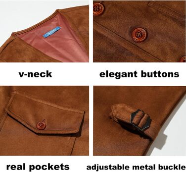 Костюм жилетки Solovedress для чоловіків з екошкіри, стилі вестерн, чорний, Regular Fit