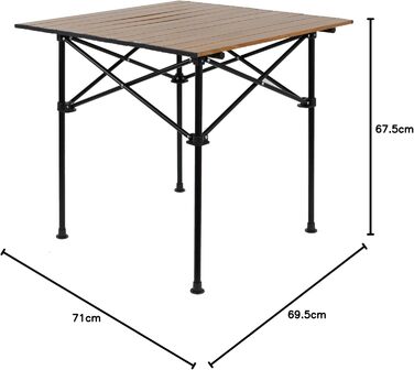 Складаний садовий/туристичний столик Ondis24 з алюмінію, 71 x 69.5 x 67.5 см, коричневий. Максимальне навантаження: 50 кг