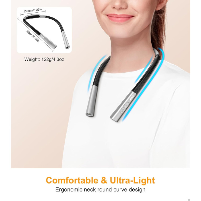 Світлодіодна лампа Gritin для читання на шиї, настільна/нічна, 4 кольори, 5 режимів яскравості, регулювання, захист очей, акумулятор 80 годин, гнучкий кріплення, ергономічне читання для ліжка/в'язання/рукоділля сірого кольору