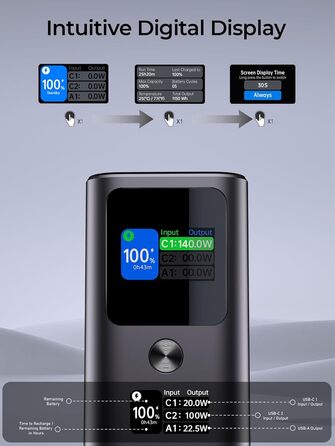 Powerbank 140W, 27600mAh з USB-C PD 3.1: для ноутбуків, планшетів, смартфонів