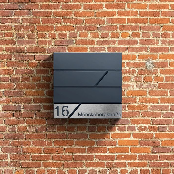 Поштовий ящик з газетницею з нержавіючої сталі, настінний, з замком та газетницею - лазерне гравіювання (Модель 4)