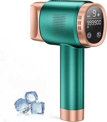 Пристрій для епіляції IPL, лазерний епілятор з 9 рівнями потужності, 600 нм червоне світло, LCD-сенсорний екран, для жінок та чоловіків, обличчя, бікіні-зона, тіло, зелений