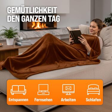 Електрична ковдра Monzana® 180x130 см, 120 Вт, 10 режимів нагріву, таймер, захист від перегріву, чорна/коричнева