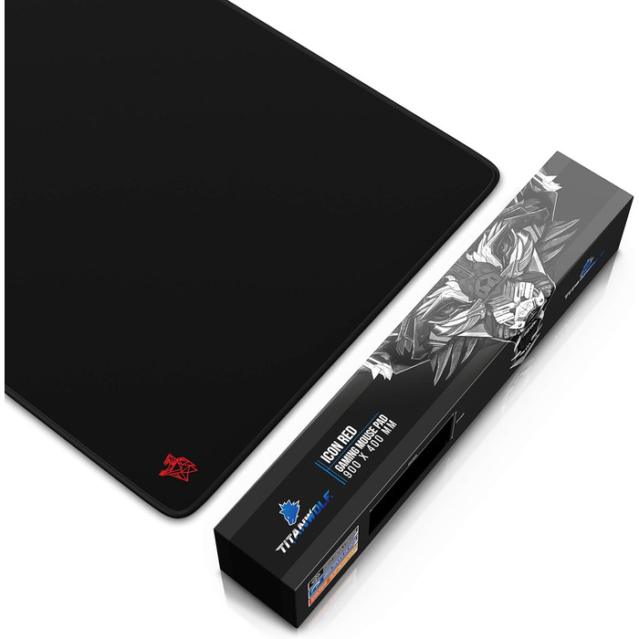 Килимок для миші Titanwolf Schwarz XXL 900x400mm - великий килимок для геймінгу, чорний, покращена точність та швидкість