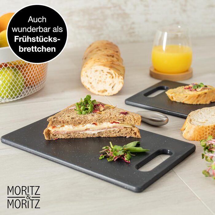 Набір з 2 дерев'яних обробних дощок Moritz & Moritz, 25 x 15 см, з граніту, BPA free, для сніданку, гігієнічні, придатні для миття в посудомийній машині