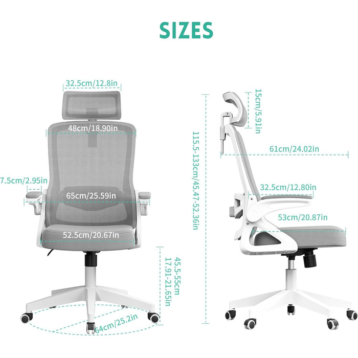 Ергономічне крісло для офісу та геймінгу з регульованими підлокітниками, широке сидіння