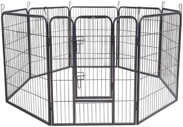 Zoomundo Забіг для цуценят 100см, XL: забіг для тварин, клітка, огорожа, загін для цуценят - Black Edition
