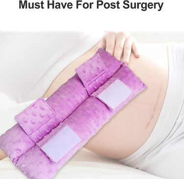 Hysterectomy Pillow, Abdominal Pillow, Post-Surgery, with Pocket, Comfort for Ice/Heat Packs, Tummy Tuck, Abdominal Incision, Recovery, Seatbelt, Gifts, Women, Patients (Lavender)