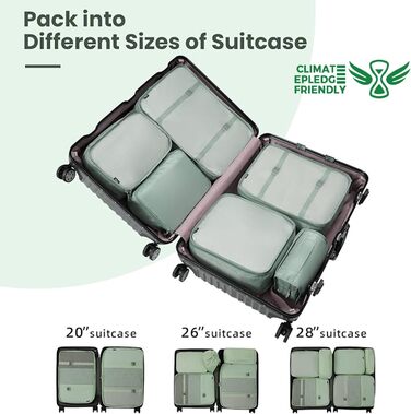 Набір органайзерів для подорожей BAGAIL (10 шт.) різних розмірів – Matcha Green