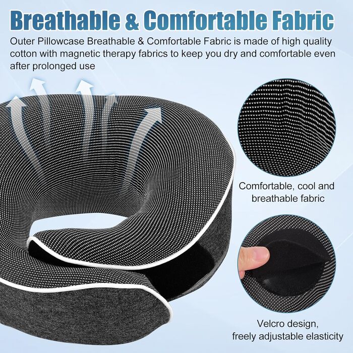 Подушка для шиї у літак та автомобіль, 100% Memory Foam, 360° регулювання, для дорослих